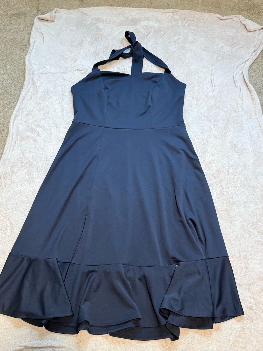 Classic Navy Halter Fit-and-Flare Dress A-Line